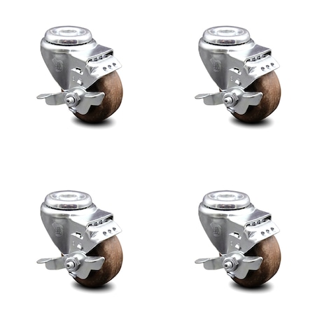 Service Caster 3.5 Inch High Temp Glass Filled Nylon Swivel Bolt Hole Caster Set with Brake SCC SCC-BH20S3514-GFNSHT-TLB-4